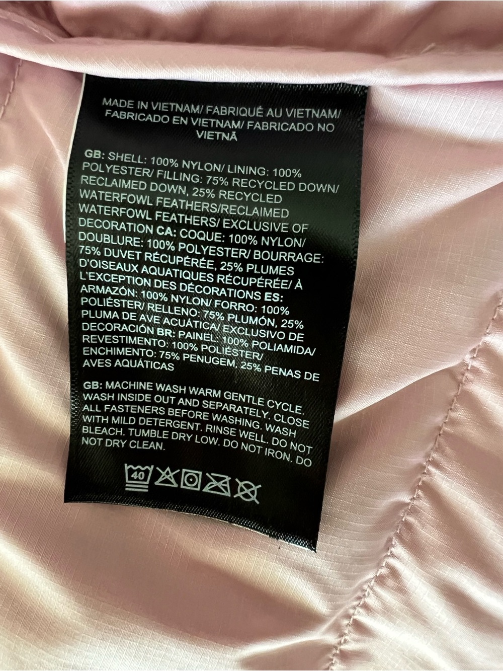 The North Face Women’s Pastel Pink Quilted Puffer Jacket - Picture 7 of 7